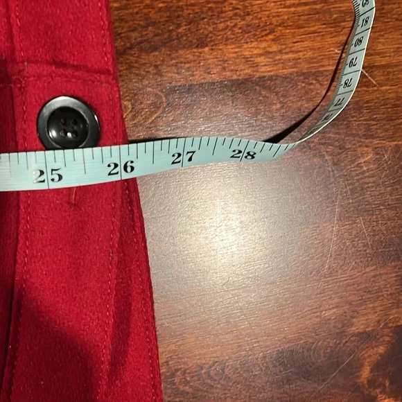 Old Navy Womens Jacket M Red Double Breasted Long Sleeve Epaulets Lined 70% Wool - Picture 13 of 13